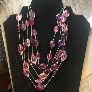 Beautiful Layered Silver Tone Bead Necklace